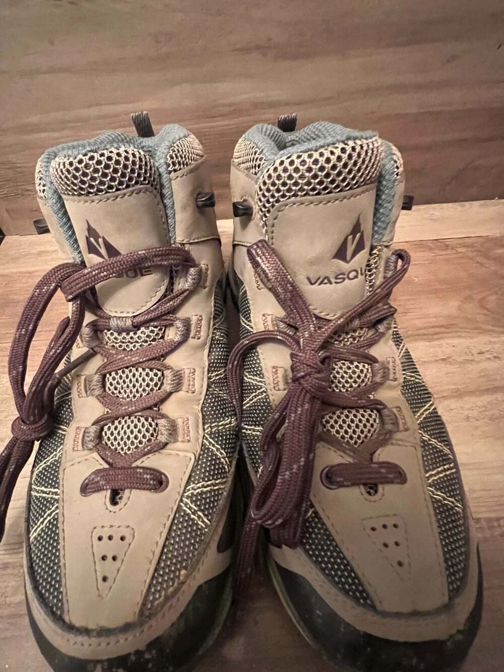 Vasque Monolith Mid Gray/Green Leather Ultra Dry Hiking Boots Women's 7 M